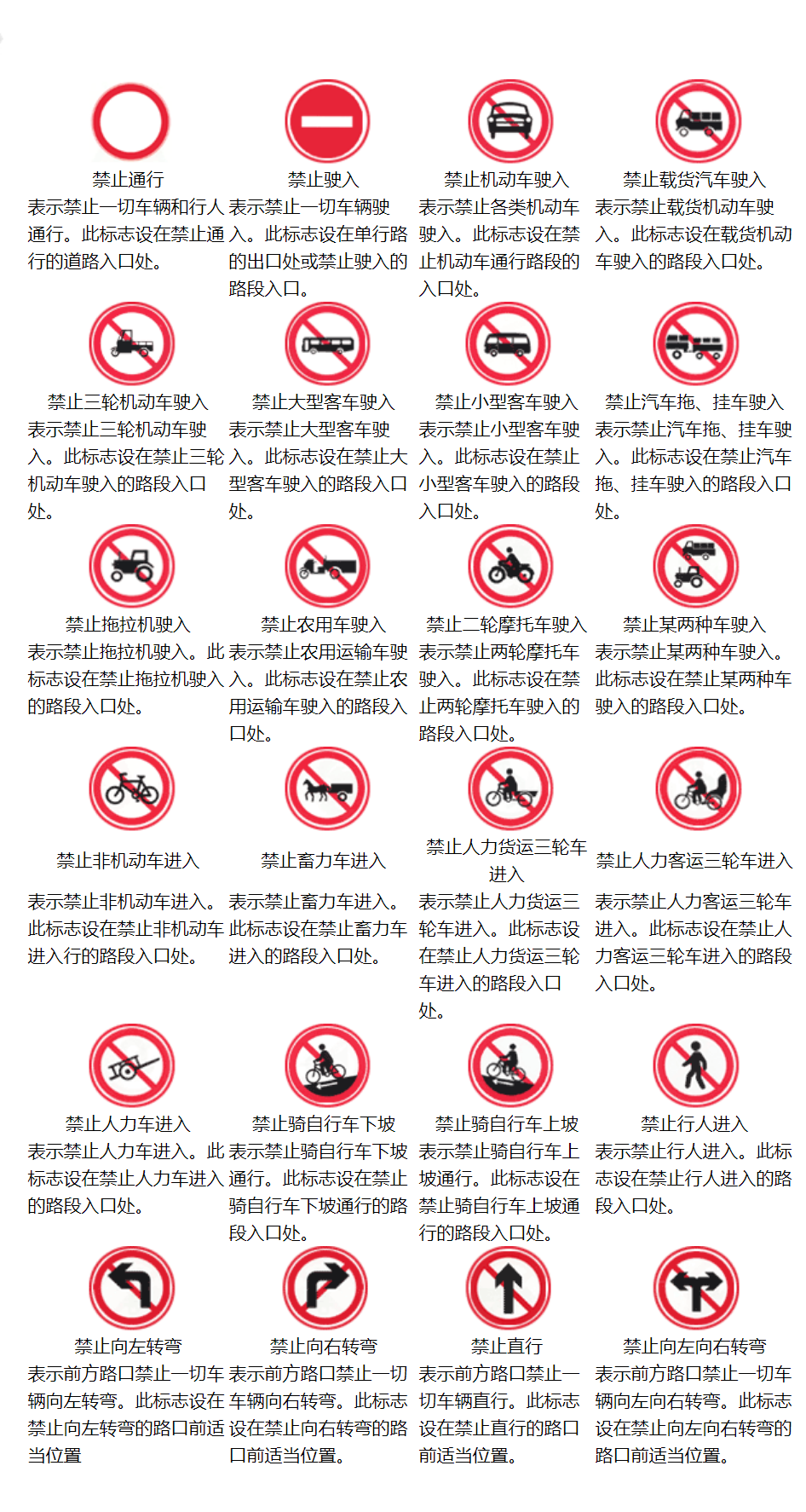 道路交通禁令标志，禁令标志的作用是什么